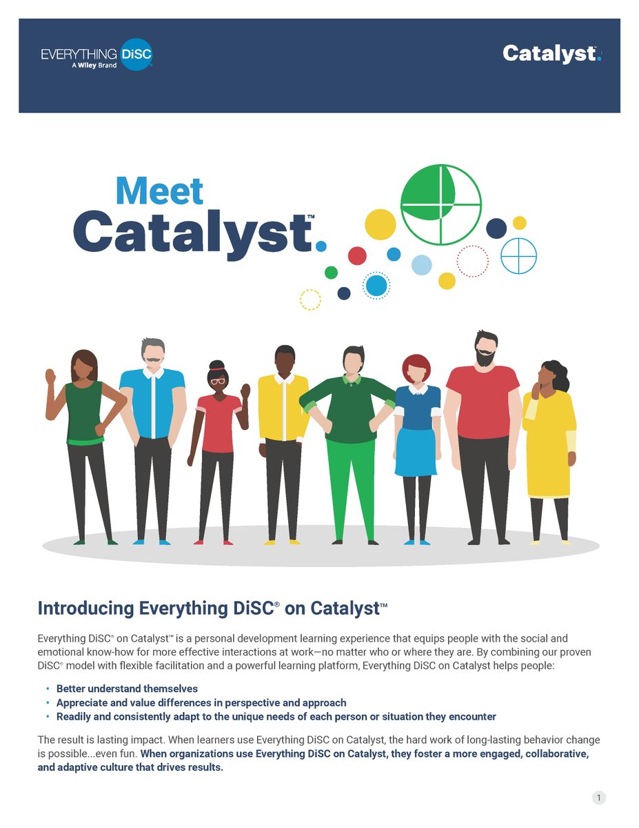 Everything DiSC on Catalyst equips people with the social and emotional know-how to achieve more effective interactions at work. Organizations that use this tool foster a more engaged, collaborative, and adaptive culture that drives results. #EverythingDiSC #Catalyst
