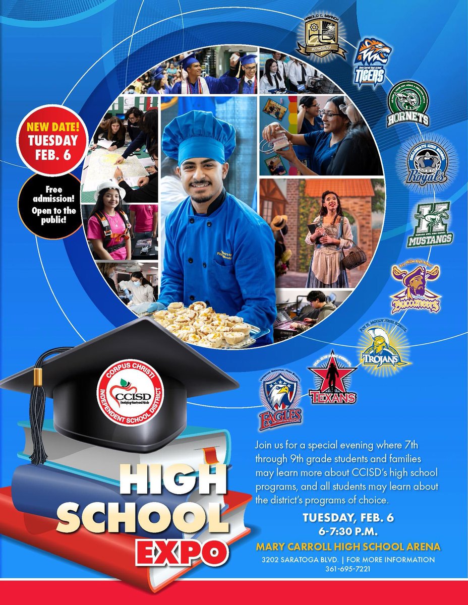 Dr. Sandra Clement (@drsandraclement) on Twitter photo Today is the day! Parents and students in 7th-9th grade: Join us tonight at Carroll HS for <a href="/CCISD/">CCISD</a> High School EXPO! Out of district students welcomed. #suCCessISD <a href="/r0hernandez/">Dr. Roland Hernandez</a> <a href="/ccleadservant/">Dr. Kimberley Donaldson James</a> <a href="/CCISD_ADVANCED/">Corpus Christi ISD - Advanced Academics</a> <a href="/CTECCISD/">CCISD CTE: Career & Technical Ed.</a> Today is the day! Parents and students in 7th-9th grade: Join us tonight at Carroll HS for <a href="/CCISD/">CCISD</a> High School EXPO! Out of district students welcomed. #suCCessISD <a href="/r0hernandez/">Dr. Roland Hernandez</a> <a href="/ccleadservant/">Dr. Kimberley Donaldson James</a> <a href="/CCISD_ADVANCED/">Corpus Christi ISD - Advanced Academics</a> <a href="/CTECCISD/">CCISD CTE: Career & Technical Ed.</a>