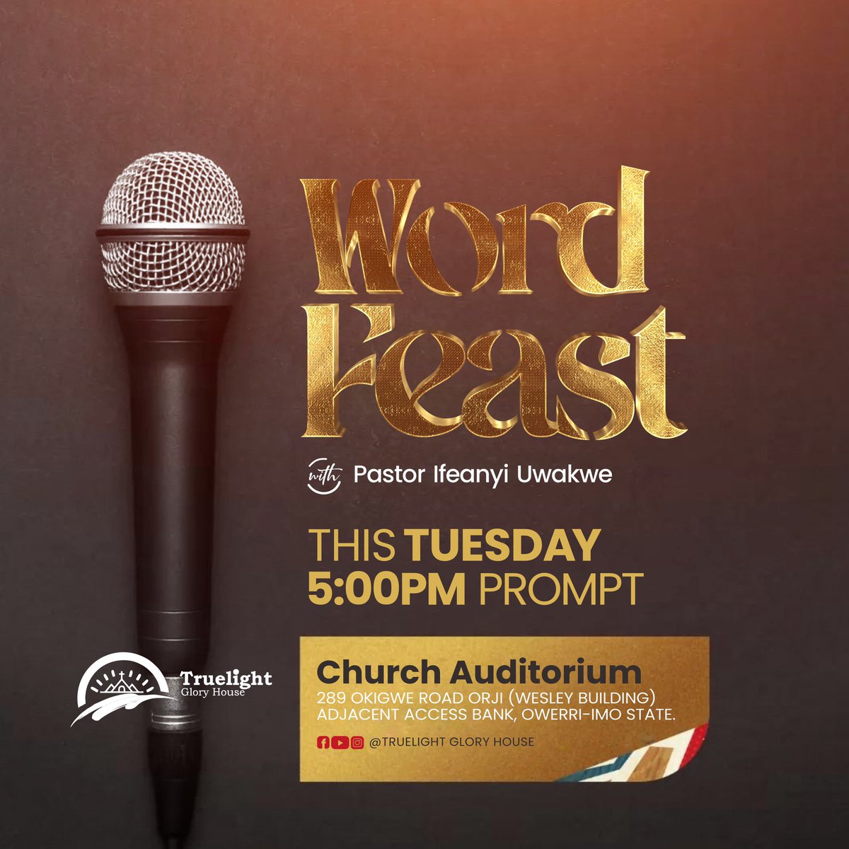 tlghofficial's tweet photo. “Life is brutal to the powerless and moneyless”.
The series on Mysteries that Sponsor Life continues today.
Join us at Word Feast this evening as we journey on Power and Tongues.
See you in church, by 5PM.
.
.
.
#WordFeastService
#MidweekService
#TruelightGloryHouse
#TLMEDIA https://t.co/RtaJ99GtuX