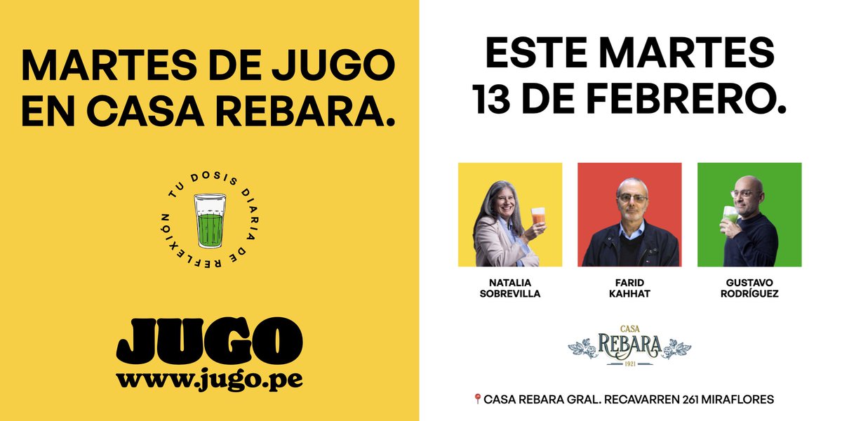 jugodecaigua's tweet photo. 🚨Invitamos a Farid Kahhat para conversar en vivo sobre el fenómeno de la llamada "derecha radical" en Perú y el mundo. ¿Cambiará la democracia debido a sus excesos? ¿Qué se viene?
📅 Martes 13 de febrero a las 8:00pm
📍Casa Rebara: Recavarren 261 Miraflores https://t.co/zXjRNfYAta