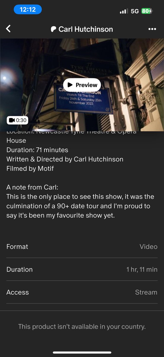 Milloy94's tweet photo. @CPHutchinson settled down to watch your new special….. not available in my country 😢 https://t.co/baIa9O6SGO