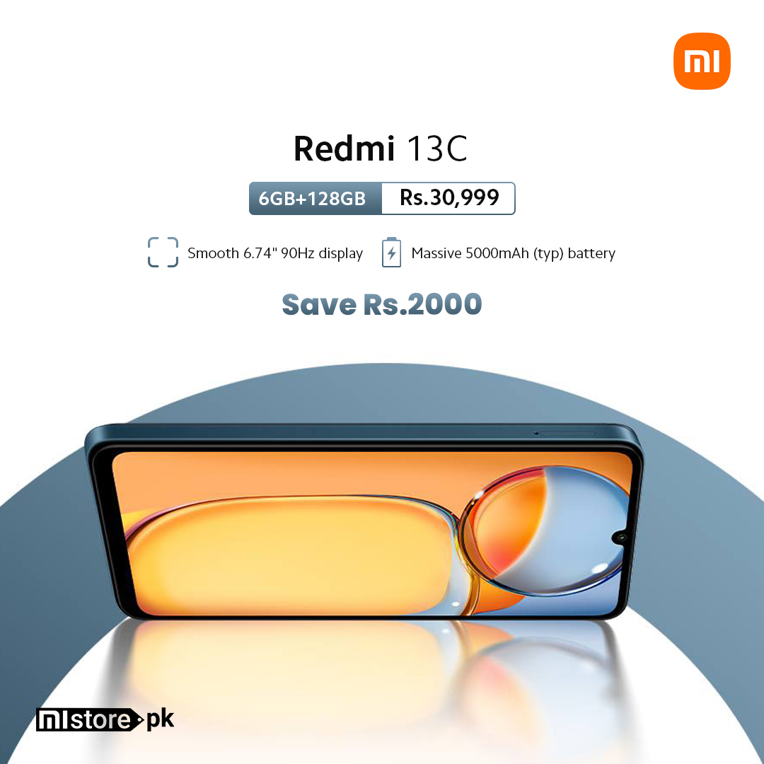 MistorePk's tweet photo. Grab the Redmi 13c now- a smartphone that's easy on the eyes and high on performance. 📱✨
Buy Now: https://t.co/9NOBZLyHK2

#RedmiMagic #13cTech #xiaomi #xiaomiredmi
#xiaomiglobal #redmi #sabkoredmichahye
#blingiton #xiaomipakistan https://t.co/A0q9a3edSk