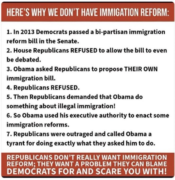 QuietFriend31's tweet photo. Republicans want to abandon Solutions to the Border Issue for purely political reasons.
Why?
Who Are They Working For?
Americans have the actual votes of Republicans in Congress.
#IgnoreTheSpeeches
#TrackTheVotes
#RepublicansAreAccountable
#VoteBlueForOurFuture
#DemVoice1 https://t.co/E3f9LvUBwg