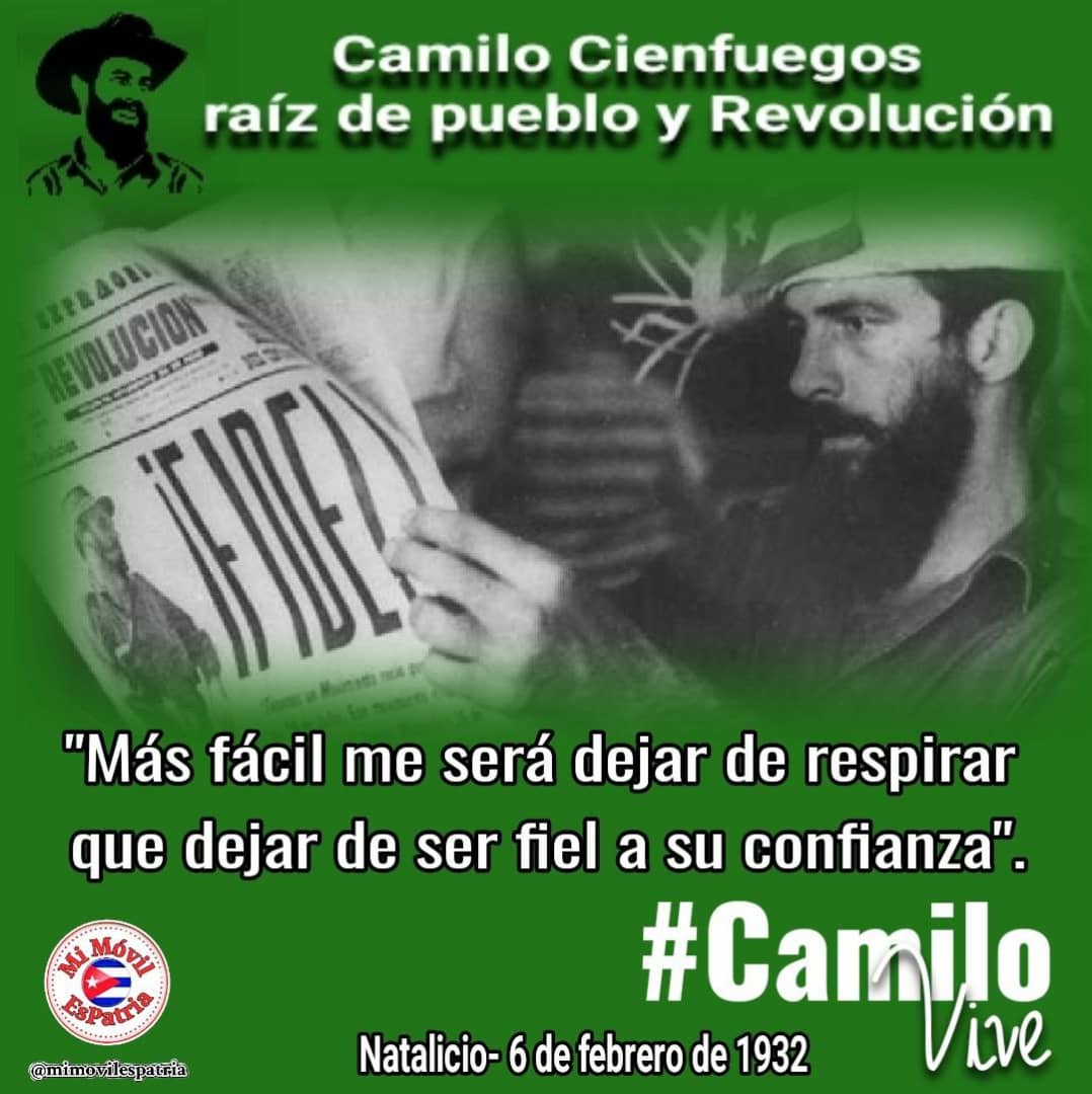 Belkyspcr's tweet photo. #FidelPorSiempre: “Camilo era hombre que amaba las tareas difíciles; pudiéramos decir que era un hombre que amaba las dificultades, que sabía enfrentarse a ellas y era capaz de realizar proezas en las más increíbles circunstancias”.
#CamiloVive https://t.co/hVoABdwyUN