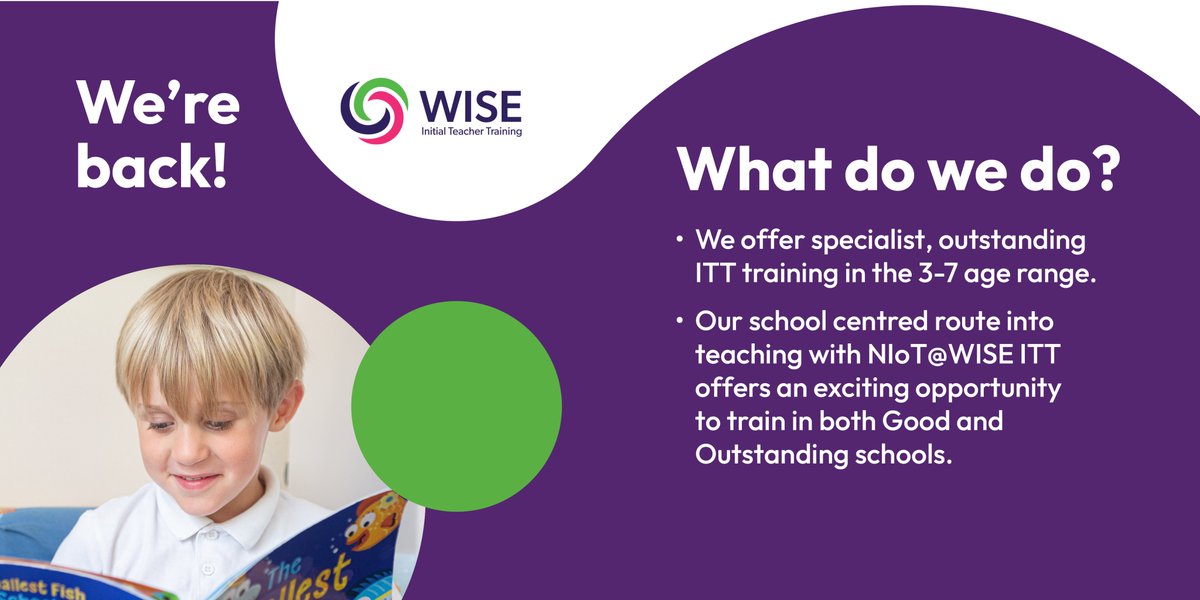 WISE_ITT's tweet photo. We are back and better than ever!

Providing specialist Initial Teacher Training for over 12 years, we are excited for our next cohort of trainees.

Interested in becoming a teacher? ⬇️

https://t.co/ugR12X4ERf

#ITT #TeacherTraining #GetIntoTeaching #NECareers https://t.co/jmdk8gddZk