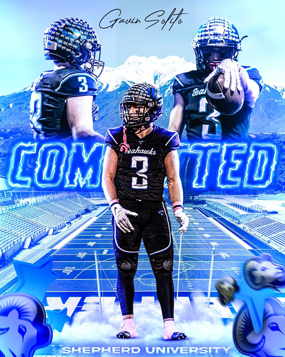 SolitoGavin's tweet photo. I am excited to announce that I am committing to Shepherd University. I’d like to thank all of my coaches and teammates along the way for pushing me to be the best I can. 
@decatur_fb 
@SURamsFootball 
@coachjcoleman 
@CoachCroteau24 
@CoachMcCook https://t.co/lwqGirDTLf