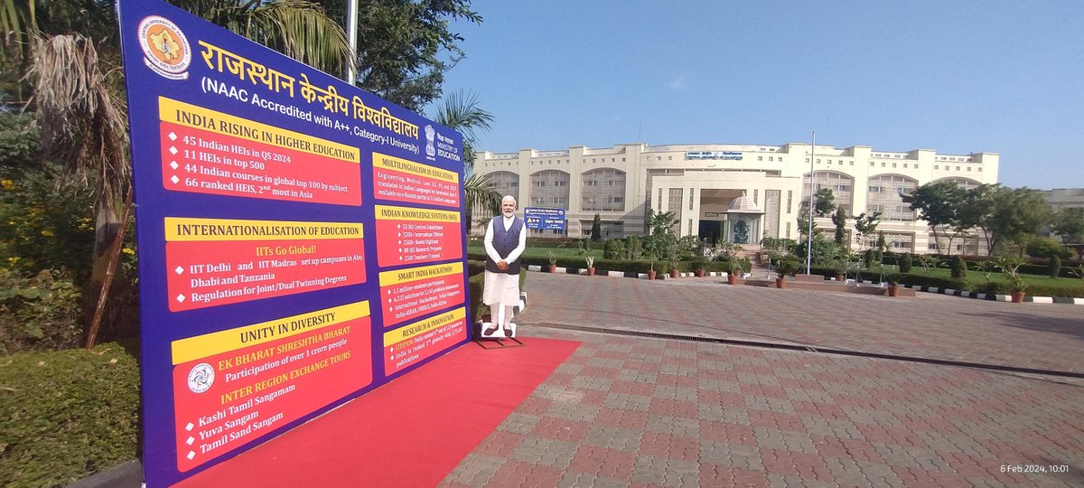 CURajasthan's tweet photo. C U Raj has established a "Selfie Point" near Flag Point! An initiative to celebrate the remarkable achievements of India's Higher Education system. Let's harness the energy of our youth &amp; inspire them with India's progress in diverse fields.
Prof Anand Bhalerao
Vice Chancellor https://t.co/ZYxAWVvUyo
