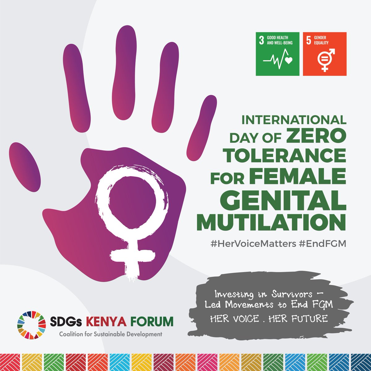 Today being #ZeroToleranceForFGM Every survivor's voice is a call to action, and every choice they make in reclaiming their lives contributes to the global movement to end this harmful practice against #SDG5 & #SDG3. #GlobalGoals #EndFGM @ReproRights @AMWIK @HennetKenya @covaw