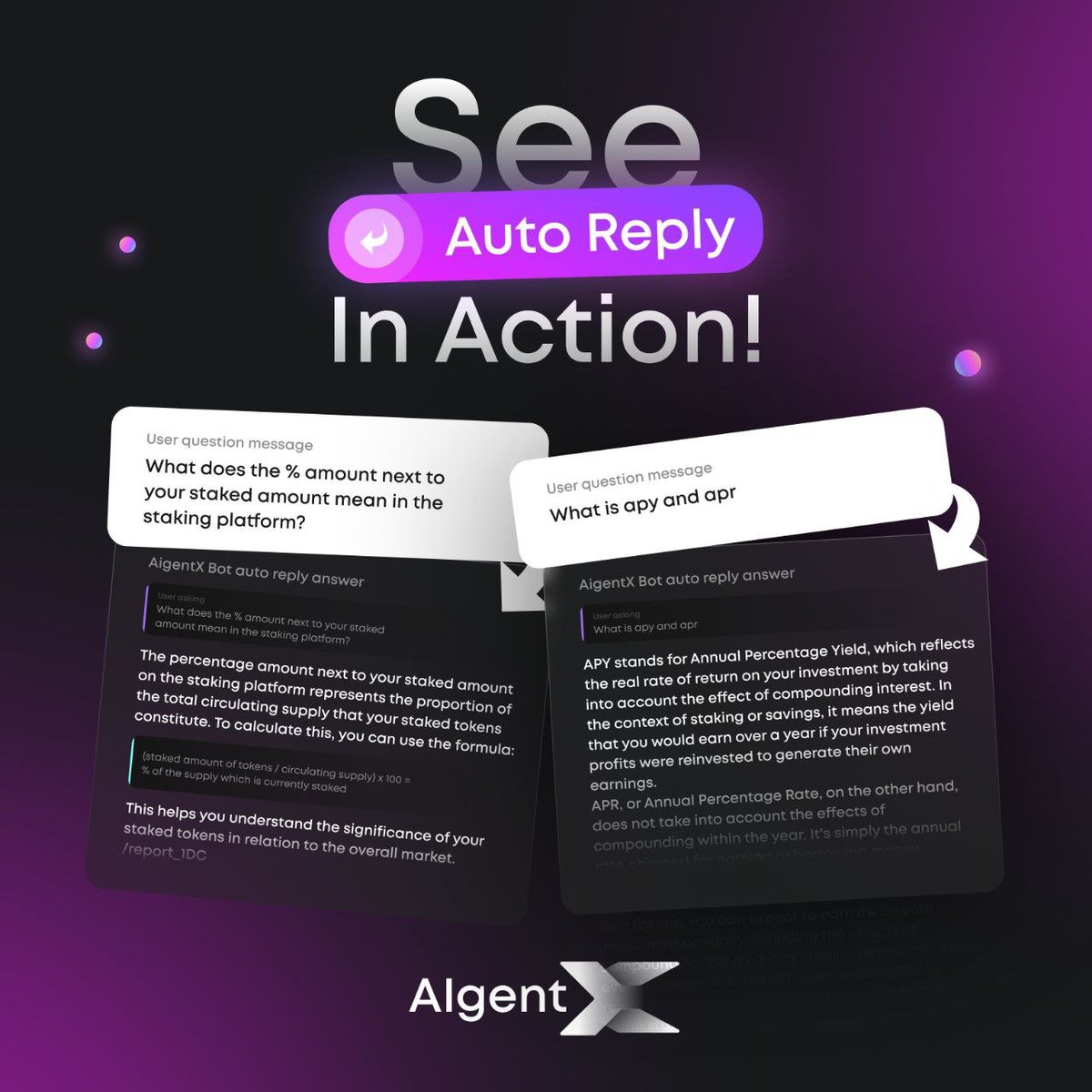 Aigents! 🤖

Discover the brilliance of AigentX's auto-response feature!

Auto-response is where our AI shines!

It keenly observes all chat interactions, awaiting the right moment to contribute. 

Unlike traditional bots that need a prompt, AigentX's AI is proactive; it