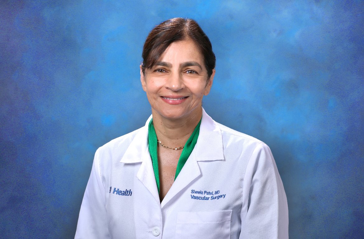 Meet our #VascularSurgeon Sheela Patel, MD Undergrad: UCLA Med: Tulane University Residency: Tufts University Fellowship: University of Arizona Clinical interest: #PAD, #AorticDisease, #carotid, #dialysis Fun fact: basketball fan, roller-skater