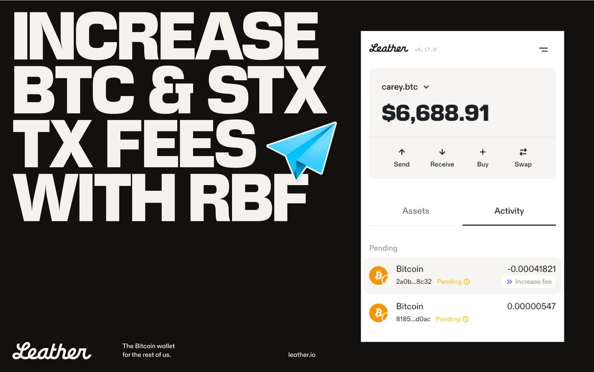 Need to speed up a transaction? Just use the Increase fee button! ⏩ Many  pending BTC & STX transactions can be accelerated by increasing the  transaction fee. This leverages a feature called