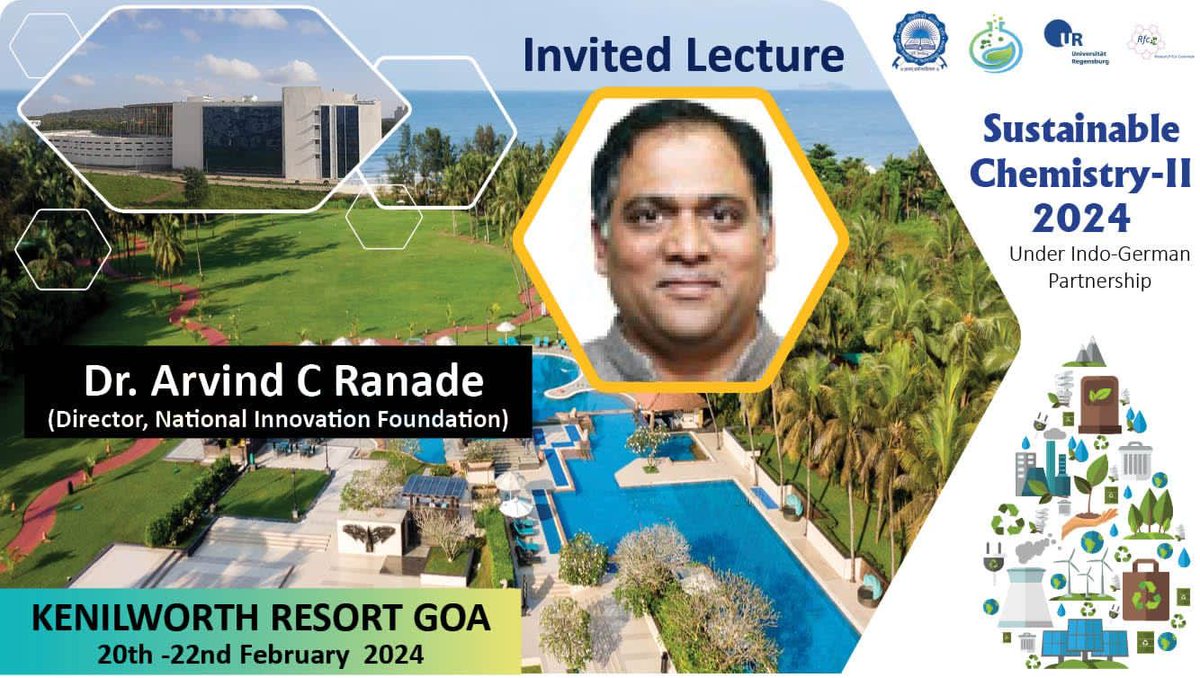 ChemistryIITI's tweet photo. Dr. Arvind C. Ranade, Director National Innovation Foundation and Convenor IISF will Deliver the Inaugural lecture at @IGP_Conference.
Title: Innovations in Sustainable Chemistry
@DebayanDr @dipak_666 
@IITIOfficial @ugc_india 
@ChemistryKoenig @ranade_arvind https://t.co/q8sPtvXm21