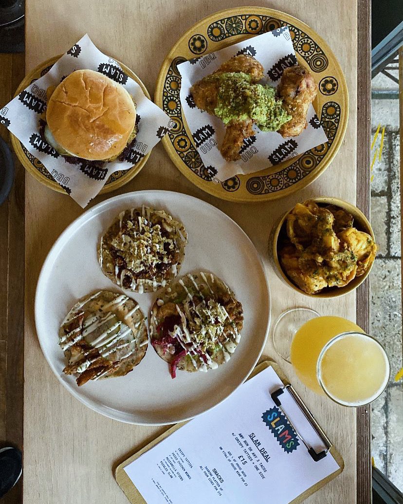 Introducing the SLAM MEAL DEAL! Any burger or three tacos served with crispy potatoes and a side for £15. Add a schooner of house beer for £3 Wednesday - Saturday 🍽️