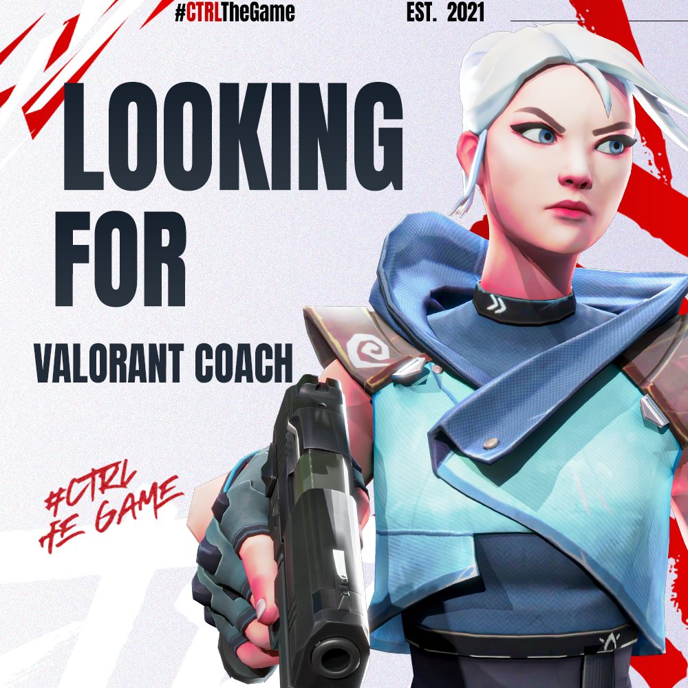 We are looking for an experienced VALORANT coach for our team.

If you would like to work with an amazing roster and think you would suit this role. Please message @syd_valorant 

#CTRLTheGame | #CTRLValorant