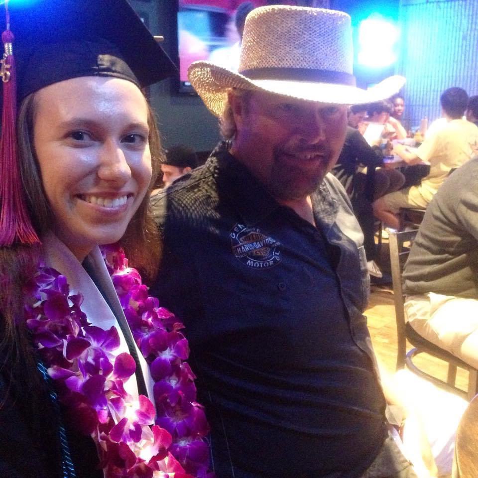 SydneyStavinoha's tweet photo. Rest in peace to this Okie legend. 🙏🏼💔 I’ll forever cherish this memory and picture from the time my OU commencement ceremony was canceled from tornadoes. My family and I went down the street to Toby’s restaurant instead. Toby was there, and he was kind enough to take this pic! https://t.co/G3P7OHDKHB