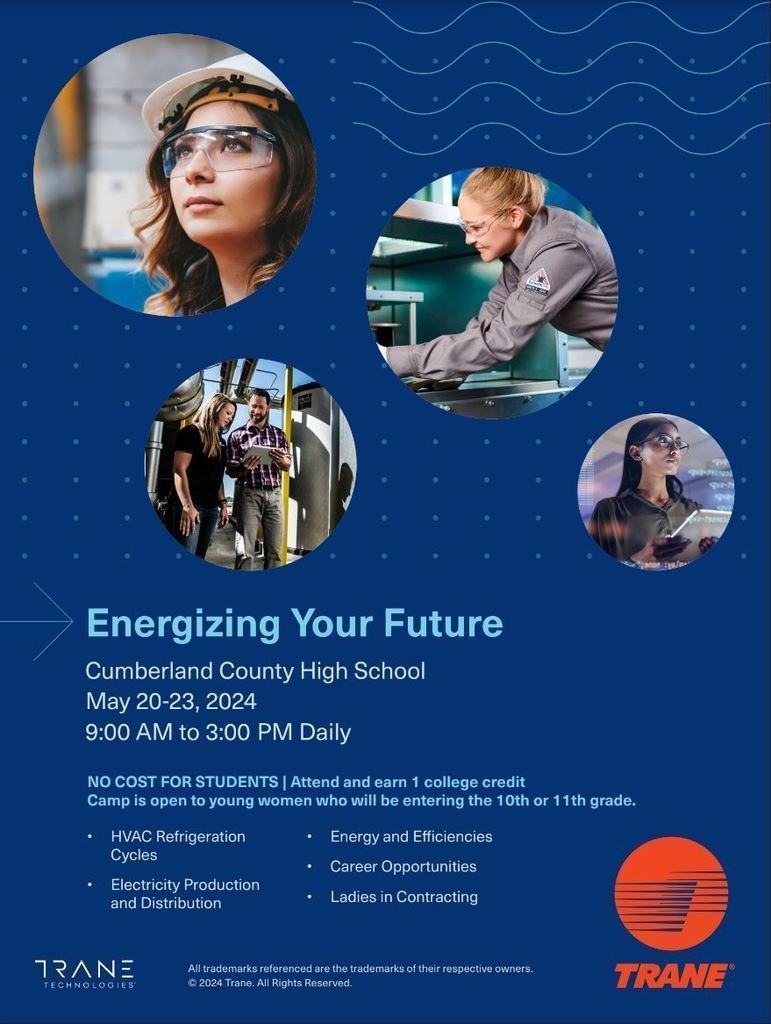 Representatives from TRANE will be on campus on February 14, during lunches, to answer any questions young ladies may have about TRANE camp this summer.