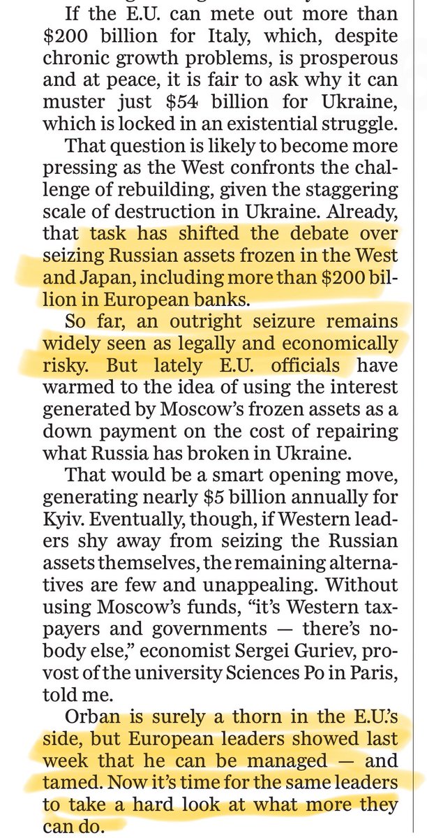 Potevo immaginare tutto, ma non arrivare un giorno prima del Washington Post!
Come detto, non è Orban il problema, ma dove prendere i soldi e la disperazione è tale che si pensa alla mossa suicida di toccare i fondi russi sequestrati.
Domenica su <a href="/LaVeritaWeb/">La Verità</a>.