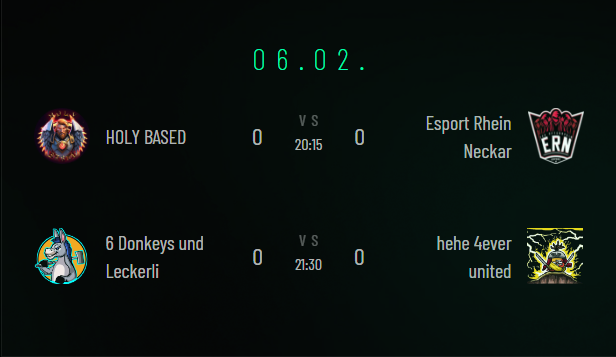 BeingEsportsGER's tweet photo. #REINCARNATION

Liebe Freunde des gepflegten Dota-Sports! Es ist Dienstag, es ist Zeit für die erste Liga!

Und es gibt wieder zwei schicke Matches! 

20:15 Uhr @esportrn_ vs. #HolyBased ! 

@Mo13eiDota hat ordentlich für Eindruck bei den anderen Teams gesorgt in seinen ersten beiden Games - Aber Deo hat sich bestimmt etwas überlegt, um ihm direkt zu zeigen wer in der Mitte die Hosen an hat!

21:30 Uhr #6Donkeys vs. #HeHe 

Beide stehen 1 - 0, beide hatten zum Start keinen leichten Gegner und konnten trotzdem den Sieg einfahren. Wer setzt sich ab und nimmt die Tabellenspitze in´s Visier und wer muss von einem 1:1 aus um die Playoffs kämpfen?

All das erfahren wir ab 20 Uhr auf https://t.co/rnRGIx5mqT

Grüße gehen wie immer an unseren Partner @bitburger00
