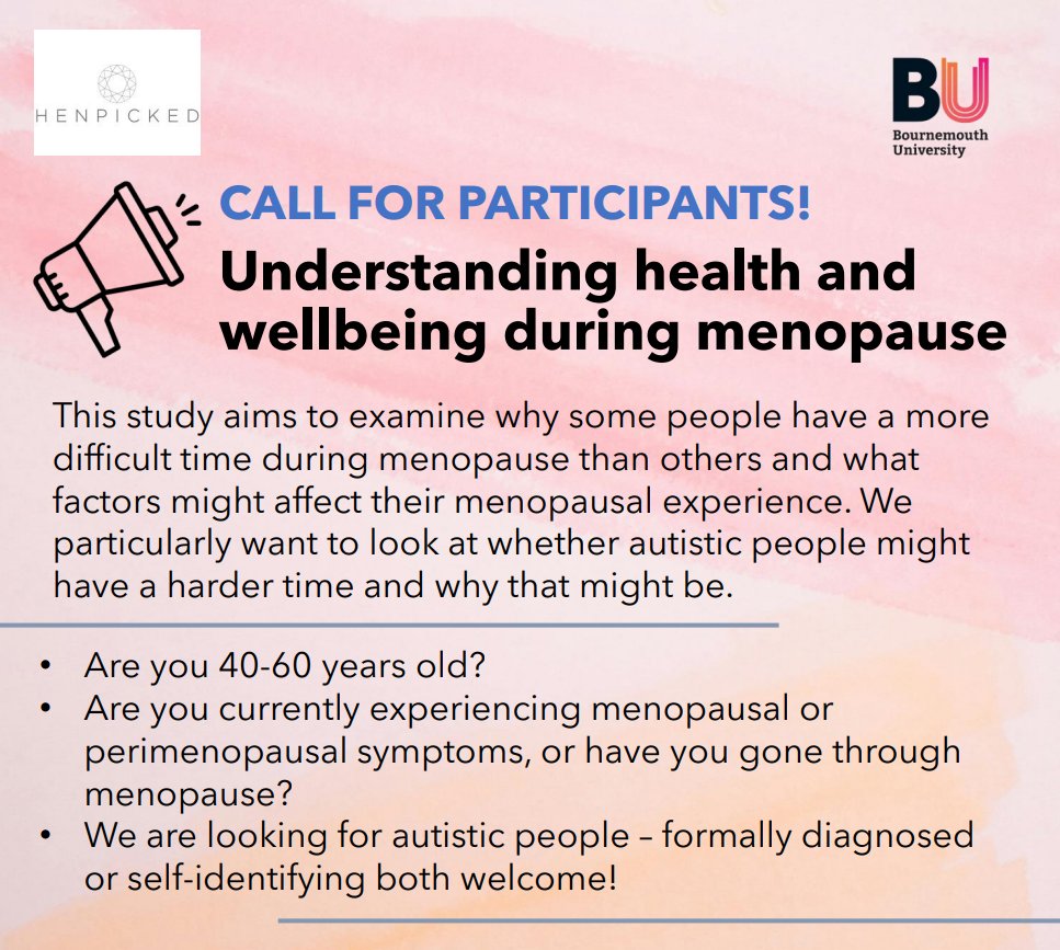 Proud of my amazing PhD student who is expanding our work on #autistic #menopause, hoping to help those who struggle in later life.  Participate at tinyurl.com/2f2fs574  :)   #AutisticElders, #ActuallyAutistic , #AutisticResearch