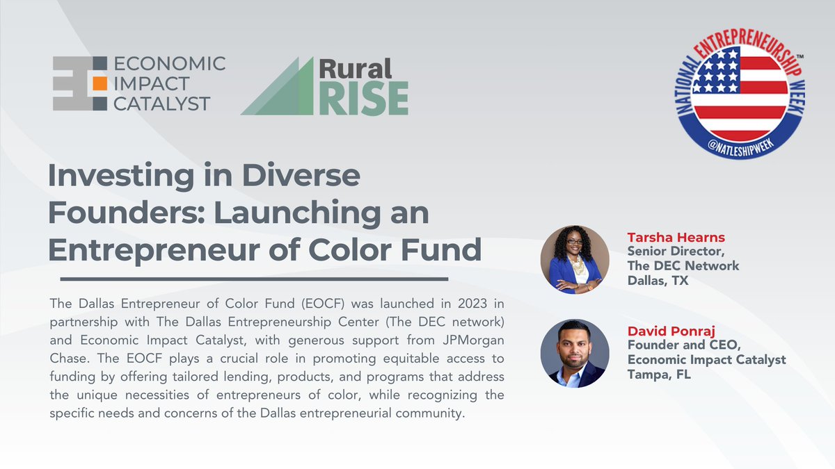 Join us for a special RuralRISE event in partnership with <a href="/ei_catalyst/">Economic Impact Catalyst</a> and <a href="/NatlEshipweek/">NatlEshipWeek™</a>.

Tuesday, February 13th at 11 am Eastern.

Register here: 
us02web.zoom.us/webinar/regist…