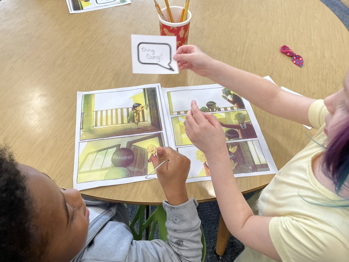 PESlibrarymedia's tweet image. We are becoming Young Authors at #OurPES. Students wrote character’s thoughts, feelings and dialogue for the book Drawn Together. #ccslibrarymedia #ccsdigitallearning