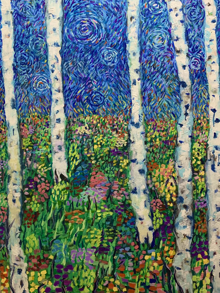 Current #WIP getting close to a finish. #30x40 #Aspens #ForestPainting #MyArtwork #WomanArtist