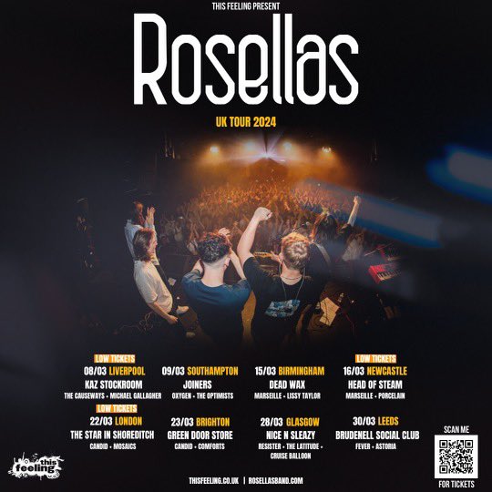 🚨GLASGOW🚨 We’re buzzing to announce that we’ll be supporting @RosellasBand on the 28th March🔥 Tickets on sale now🎫