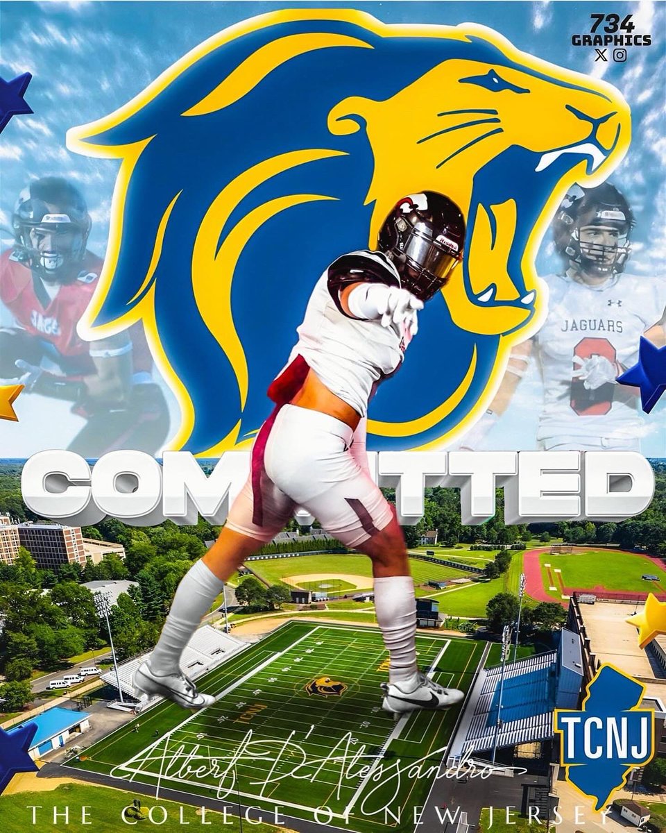 Albertdalessan4's tweet photo. Beyond blessed to announce that I am 100% committed and will be playing my next chapter of football at The College of New Jersey.
@Football_JMHS @CoachCozartJMHS @vin_mistretta @CJendryaszek @Prolific7v7 https://t.co/ZVzizlwluJ