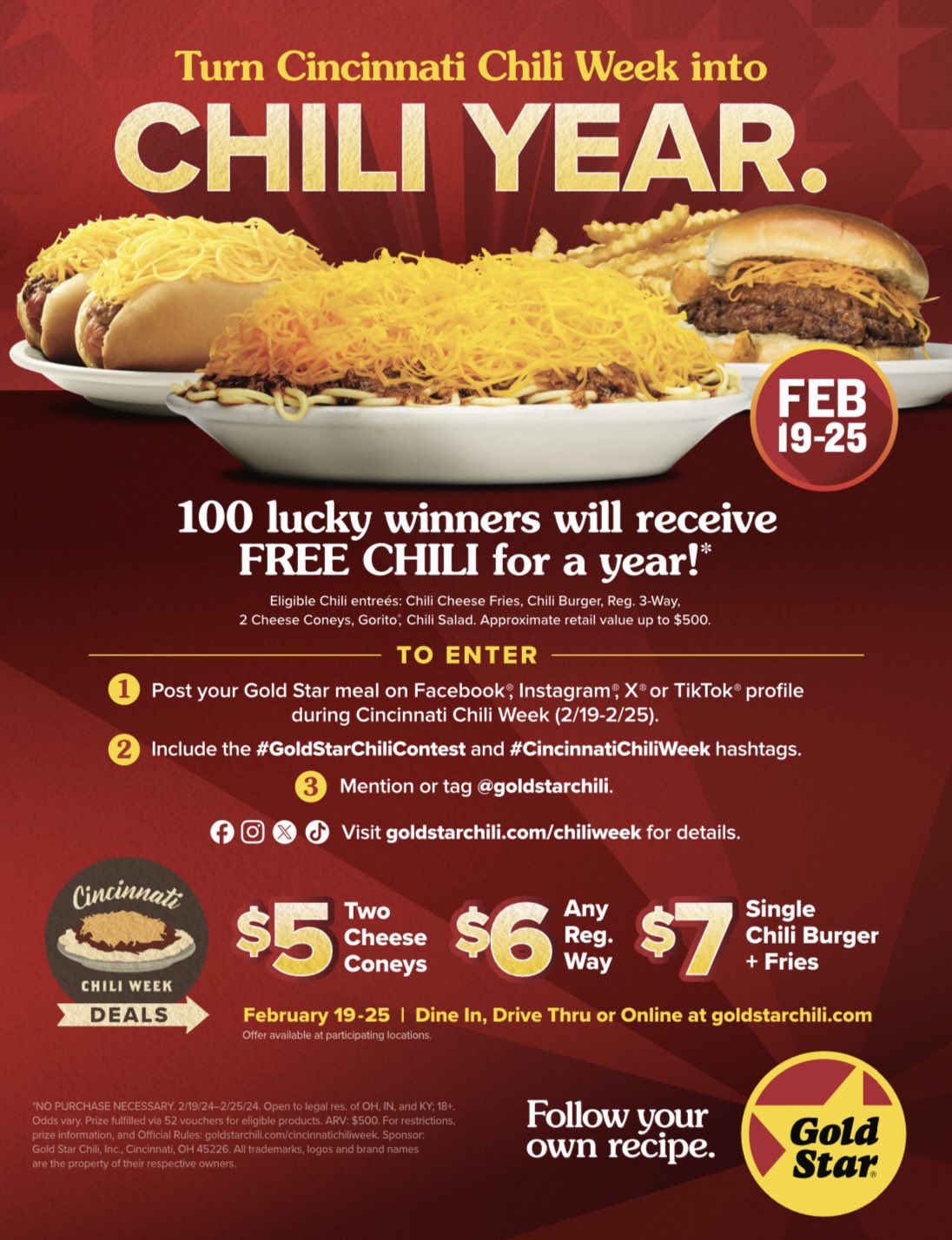 Gold star 2024 chili menu