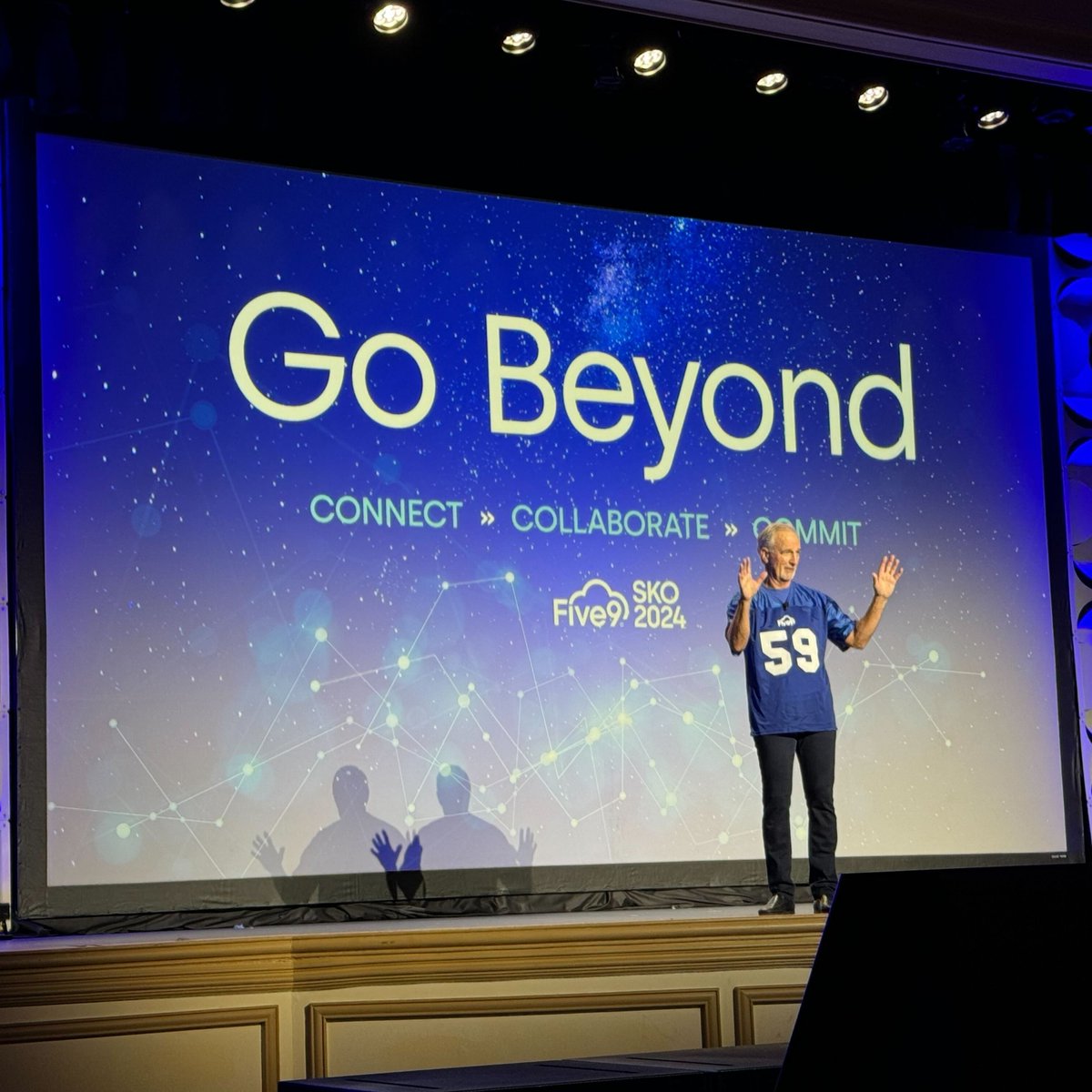 Our culture is our #1 competitive advantage. #TheBoysInTheBoat film worked as ONE team &amp; against all odds they won. Talk about going beyond. It’s about team success focus. It’s the magic behind winning culture.--#Five9 CEO <a href="/Mike_Burkland/">Mike Burkland</a> kicking off #Five9SKO keynotes. #GoBeyond