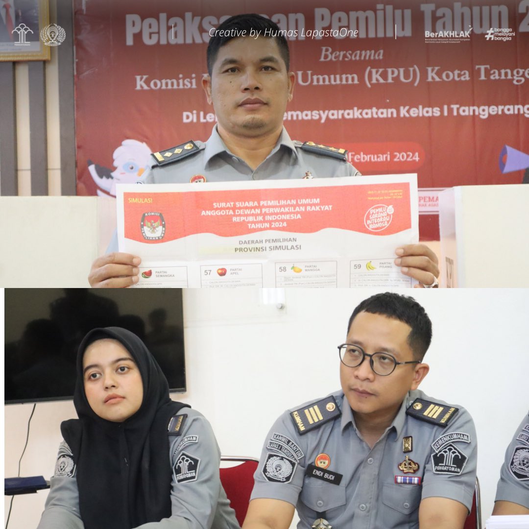 Lapastaone01's tweet photo. Untuk memastikan pelaksanaan Pemilihan Umum (Pemilu) 2024 berjalan dengan lancar, Warga Binaan Lembaga Pemasyarakatan (Lapas) Kelas I Tangerang mendapat sosialisasi pentahapan Pemilu dari Komisi Pemilihan Umum (KPU) Kota Tangerang, Selasa (06/02). https://t.co/prwqQZLoat