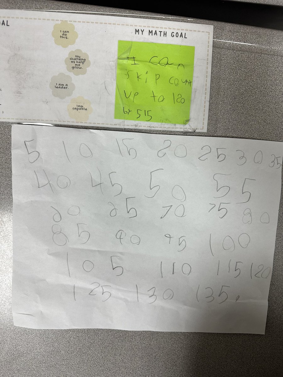 sperez898's tweet photo. One of my students made my day this morning when she gave me this sheet and told me she’s practicing on one of her Math goals at home! I love the ownership and the self-initiative this student took. #studentownership https://t.co/k7C8q9eWbL