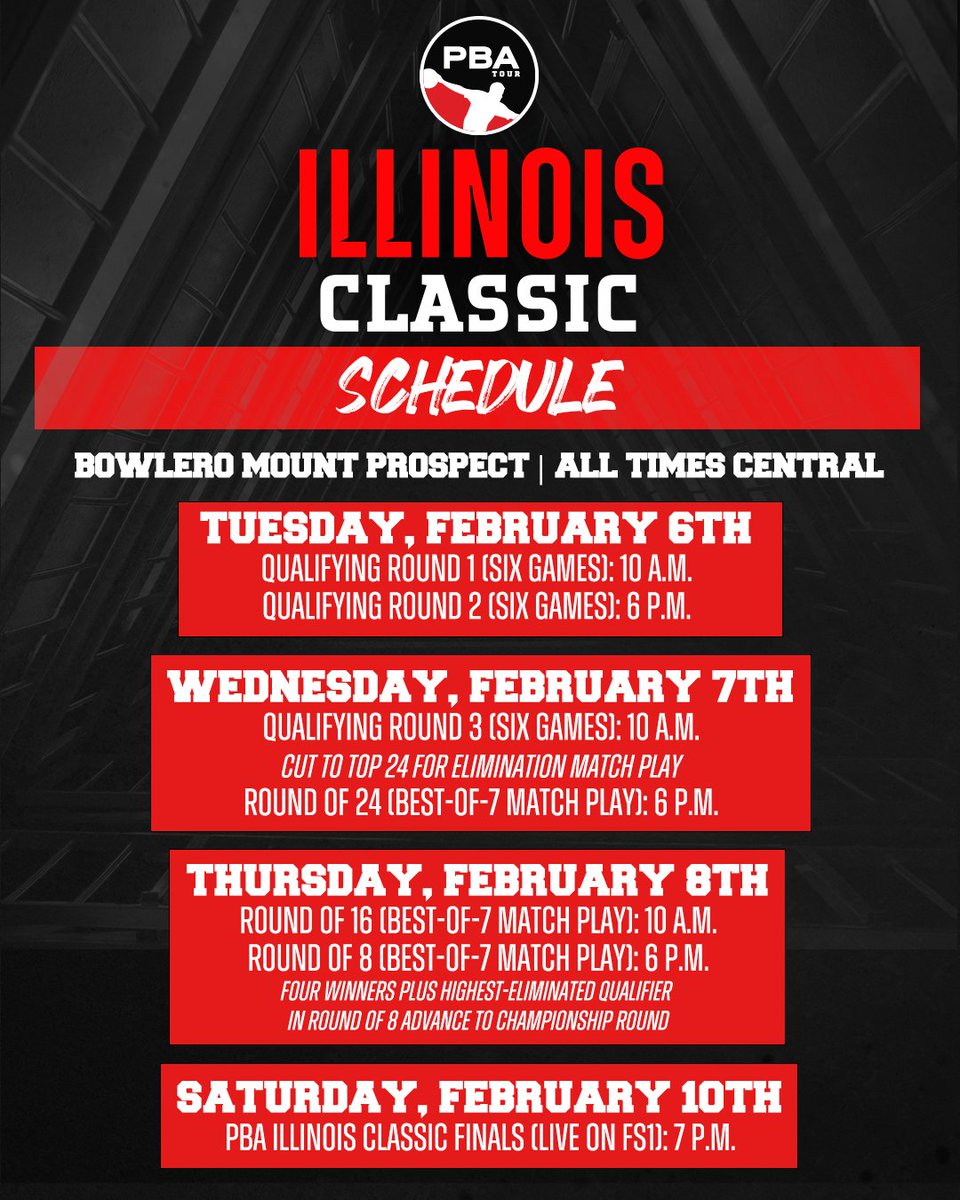 Here's the schedule for the first PBA Classic event of the year🌟

All times are Central.