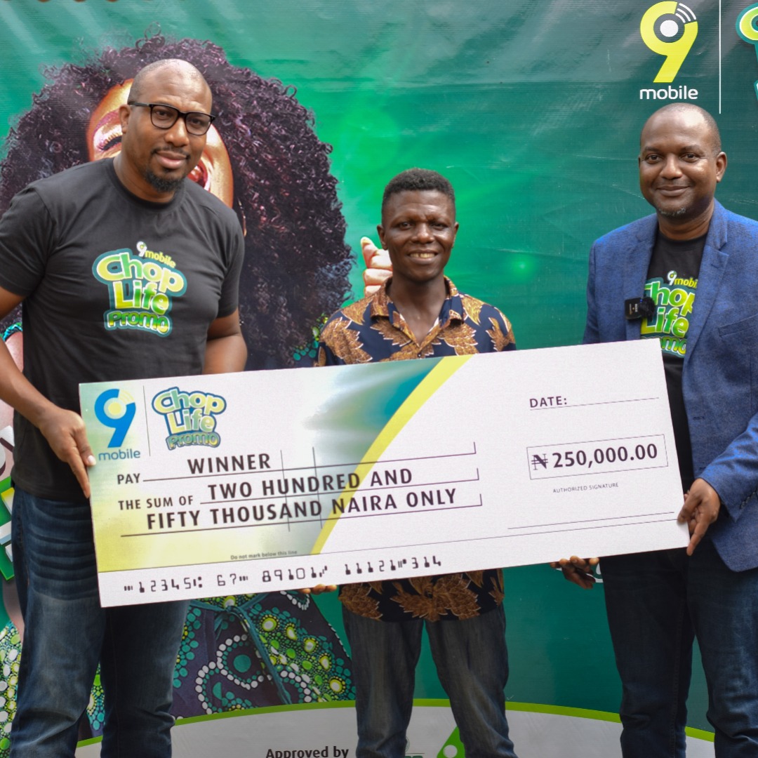 T2mobile_ng's tweet photo. Enjoyment galore awaits you in the 9mobile ChopLife promo!
Our lucky subscribers are already walking away with cash prizes, fuel vouchers, refrigerators, generators, and more.
Have you started chopping life?
Recharge now and join the excitement!
#ChopLife
#ChopLifePromo https://t.co/93oa1B8HIb
