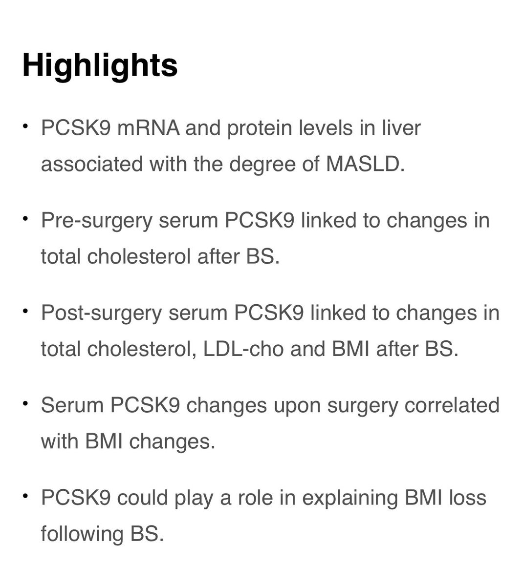 📣 Now #INPRESS 🎯 PCSK9 is a protease that controls cholesterol and lipid particle transport to the liver. 🧪 This study shows that PCSK9 mRNA and protein in the liver might be associated with the degree of MASLD soard.org/article/S1550-…