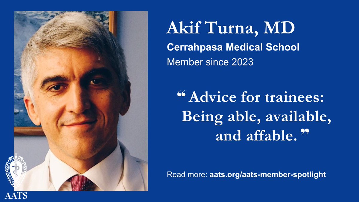 AATS (@aatshq) on Twitter photo This week's member spotlight features general thoracic surgeon Akif Turna from Cerrahpasa Medical School. Read <a href="/akifturna/">Akif Turna</a>'s bio and learn more about why he became a member of AATS: aats.org/aats-member-sp… This week's member spotlight features general thoracic surgeon Akif Turna from Cerrahpasa Medical School. Read <a href="/akifturna/">Akif Turna</a>'s bio and learn more about why he became a member of AATS: aats.org/aats-member-sp…
