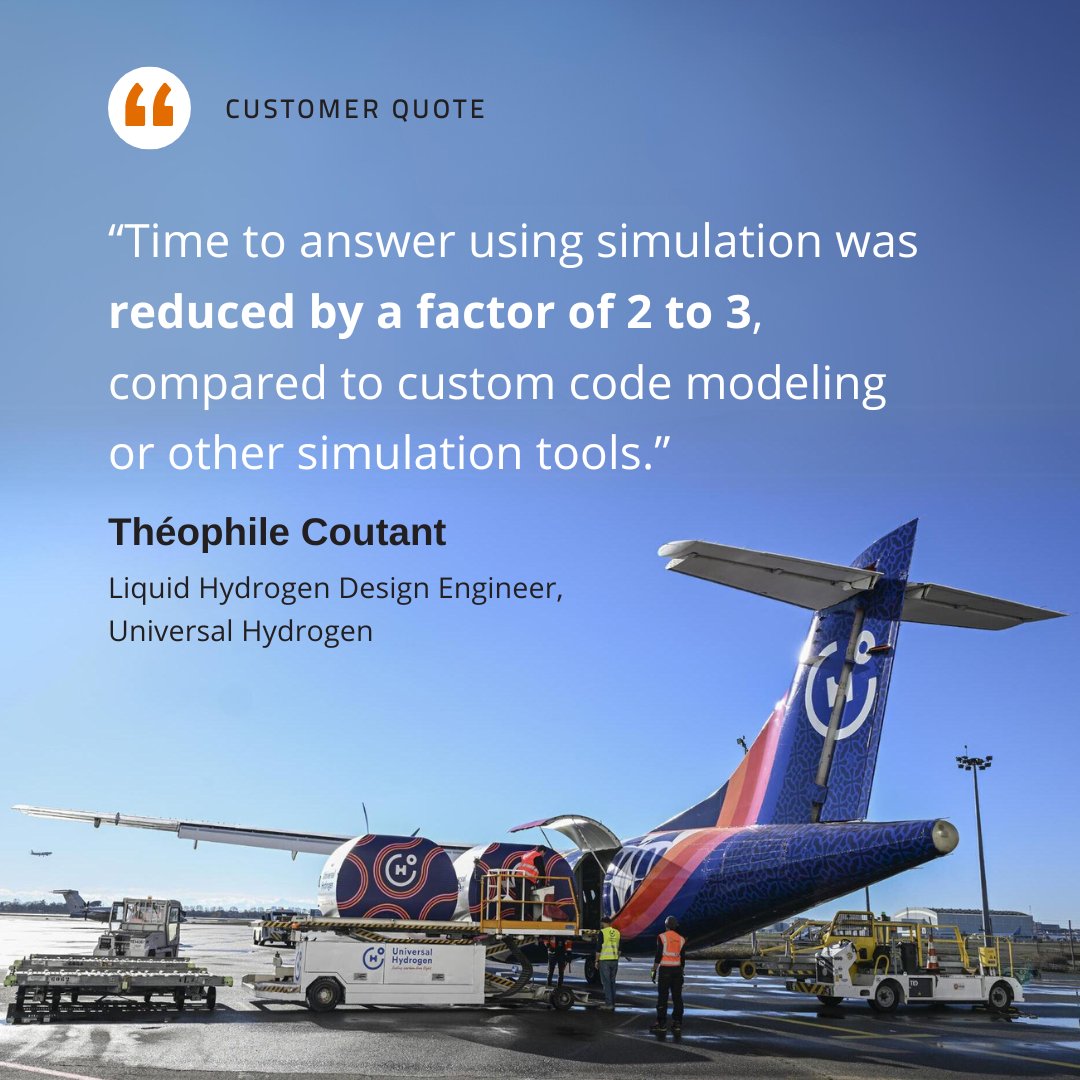 Modelon's tweet image. Hear directly from #ModelonImpact users! 📢

📖 Read the case study to learn how Modelon helped @Universal_H2 to design and validate a model of their liquid hydrogen conversion kit:

modelon.com/support/pionee…

#LiquidHydrogen #Aircraft