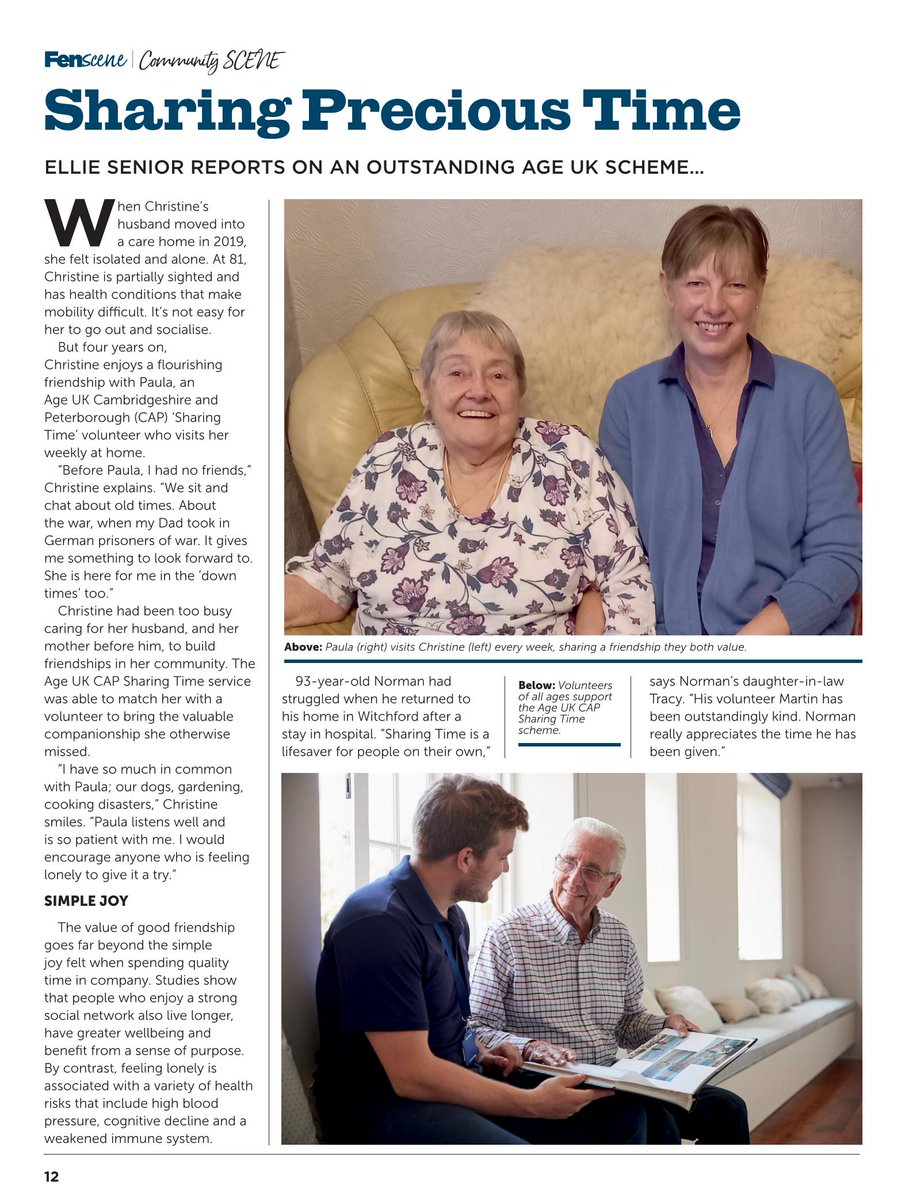 Fen_SCENE's tweet image. Age UK scheme encouraging valuable companionship and social networks ☕️
#sharingtime #friendship #volunteer