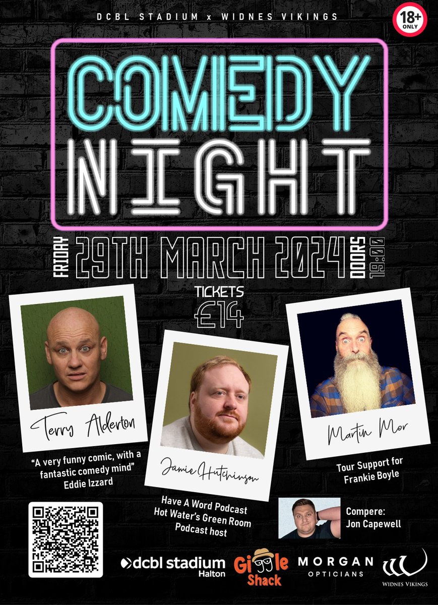 📅 Friday 29th March 2024 🤣Our Giggle Shack Comedy Night returns with MC Jon Capewell introducing Terry Alderton, Jamie Hutchinson & Martin Mor for another night of fun at the DCBL Stadium. Grab your tickets now! ow.ly/4iJx50QajHi