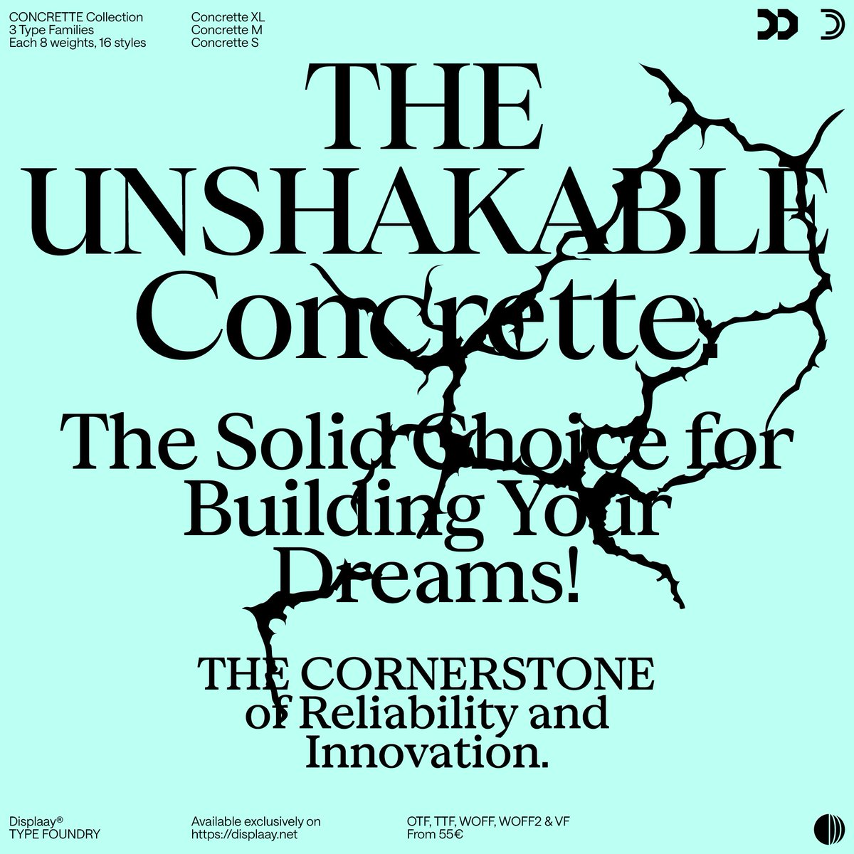 xyz_displaay's tweet photo. Our first release of 2024 is a serif collection called Concrette, which has been in the works since
2020. The collection contains three font families, each featuring a different level of contrast.
#displaay #typeface #concrette #type #font #graphic #design #new #serif #variable https://t.co/0VXHhRPkxD