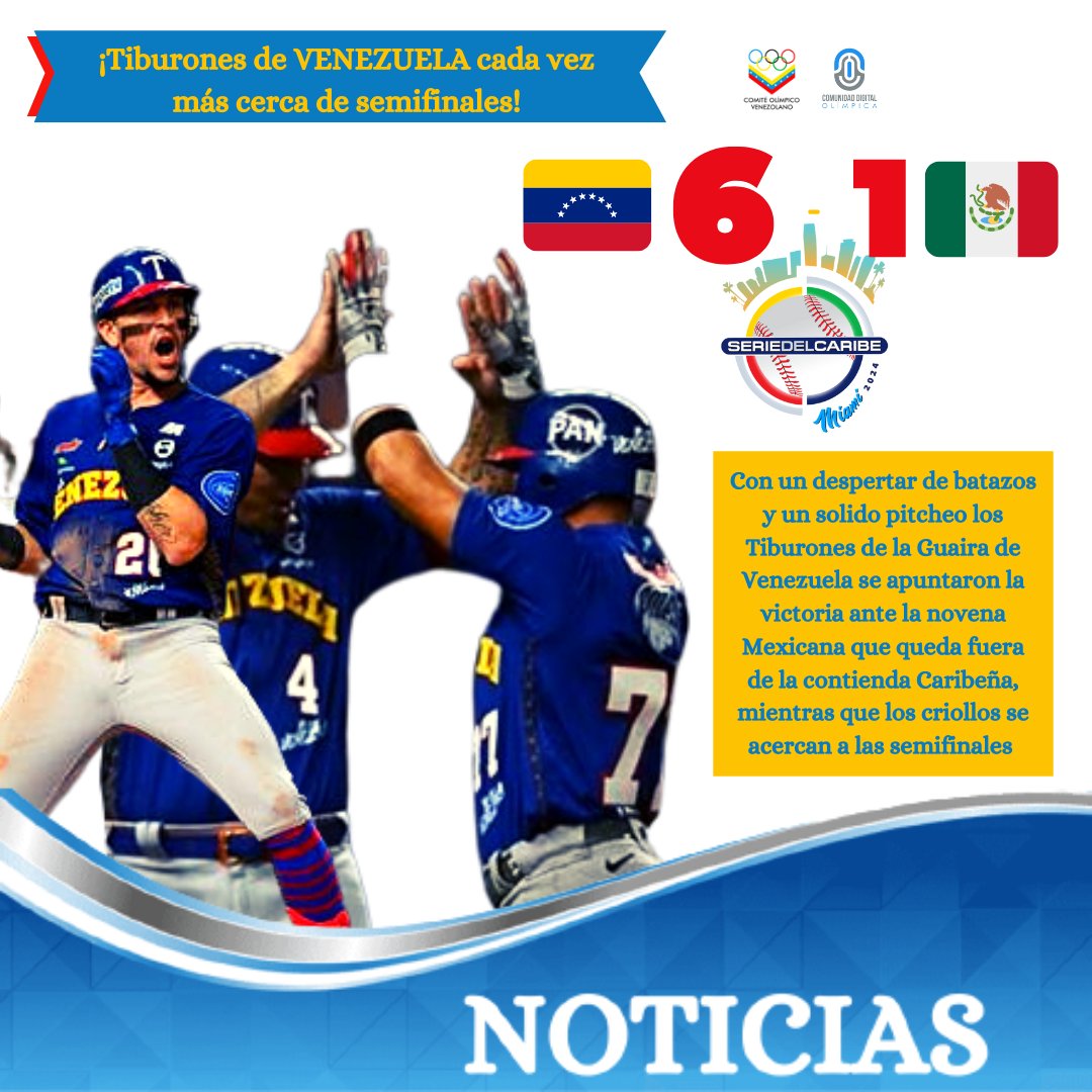 #6Feb 📢¡Tiburones de VENEZUELA cada vez más cerca de semifinales!
-
⚾️🇻🇪