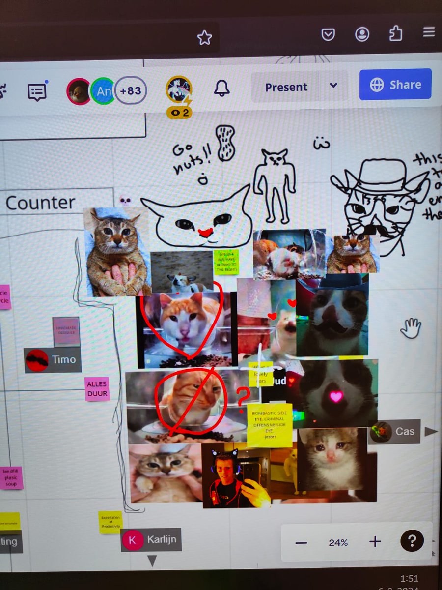 Vervoort_Joost's tweet photo. When you do a scenario workshop on Miro with 180 art school students, lots of interesting things happen in the margins https://t.co/fSnuZ8j0Ky