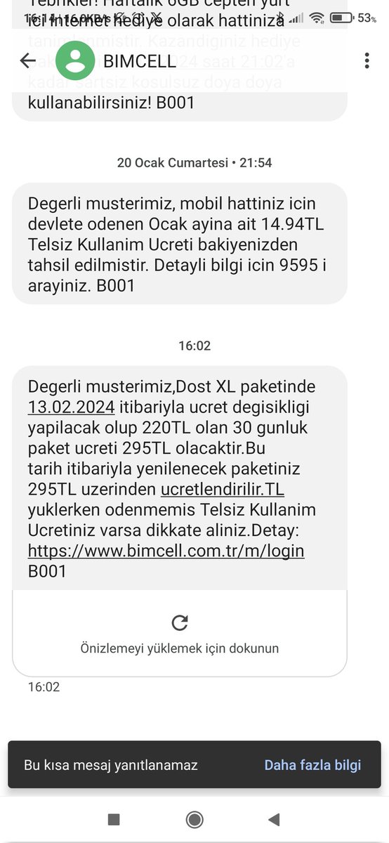 CemalYldran27's tweet photo. Sevgili bim bu neyin zammı neyin hıncını almaya çalışıyorsunuz zaten 150 TL olan paketimi 220 TL ye çıkardınız 2 ay önce şimdi 295 TL olacak diyorsunuz hiç mi insafınız yok her ay zam yapmaya iyi alıştınız . Yazıklar olsun ...#bimcell #bim https://t.co/pbrz9UpDC8