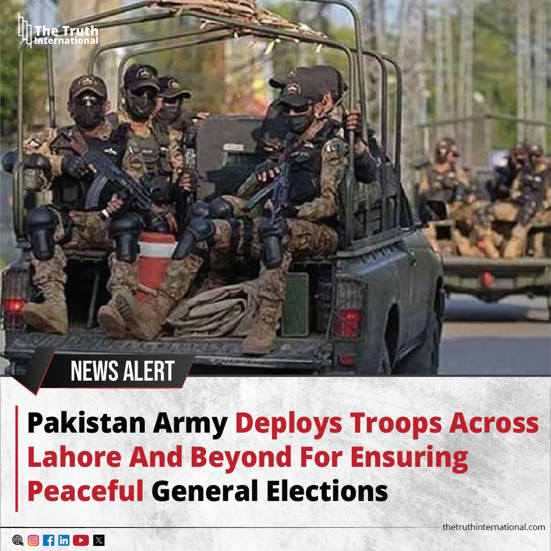 ttimagazine's tweet image. Pakistan Army Deploys Troops Across Lahore And Beyond For Ensuring Peaceful General Elections

For Detail
thetruthinternational.com/latest-updates…

#pakistan #army #deploys #general #election #lahore #enuring #tti #thetruthinternational #ttimagazine