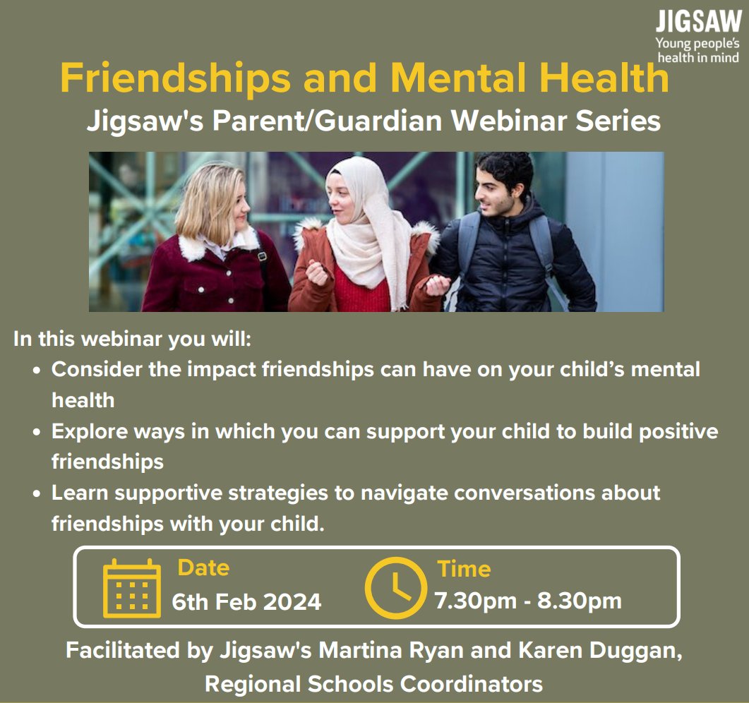 A fantastic webinar for parents of our students in <a href="/OldBawnCS/">Old Bawn Community School</a>. Jigsaw are an incredible resource for both young people and their parents/guardians. Definitely a webinar to engage in this evening! You can sign up using this link below! 

onegoodschool.learnupon.com/users/sign_in?…