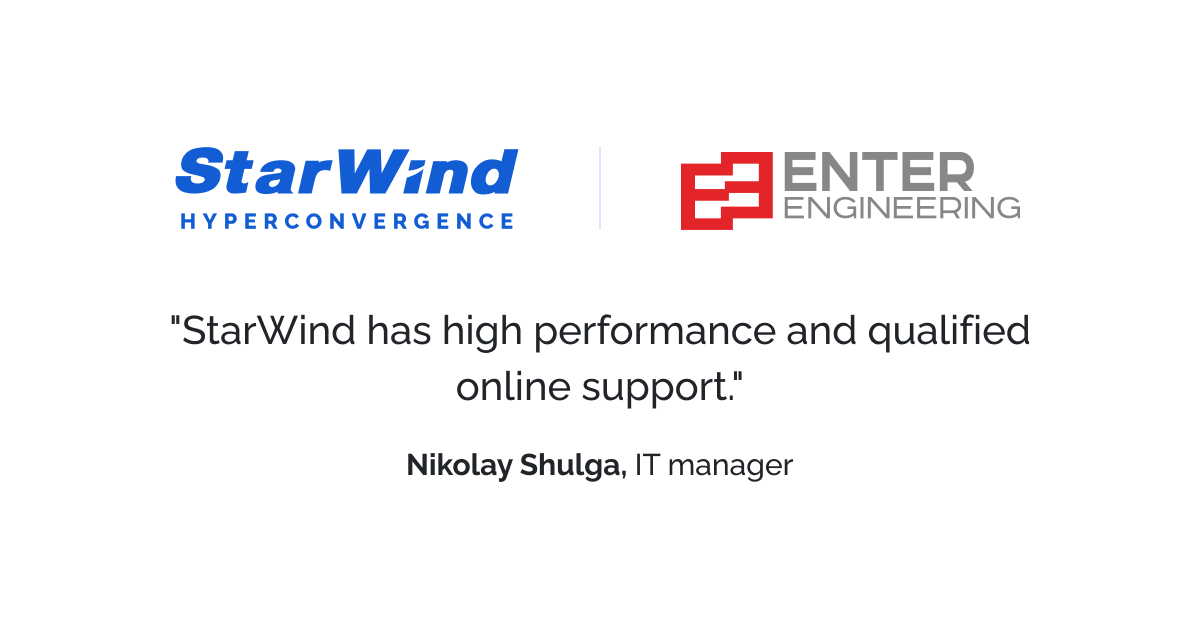starwindsan's tweet photo. ๐#StarWind_success_story
Enter Engineering PTE Ltd. ensures data integrity by creating #highlyavailable (HA) storage around #StarWind Virtual SAN (#VSAN).
https://t.co/L0AsjCTBR2 https://t.co/CNvUgJWePS