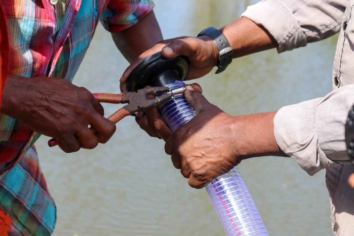 To assist farmers like Kasena in enhancing their livelihoods, Chief Officer for Agriculture Teddy Yawa has supplied a water pump to farmers at Kwa Pembe water pan in Kaloleni ward.