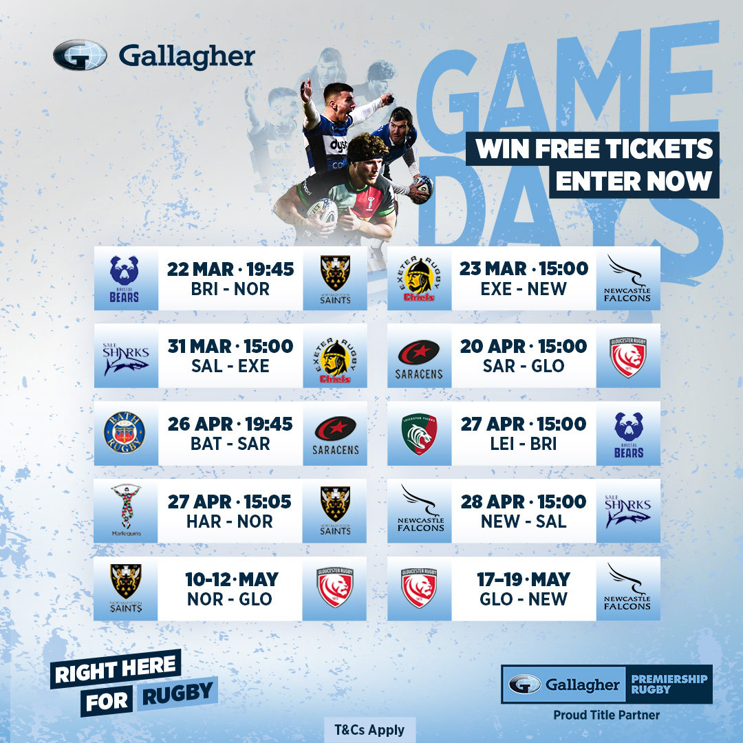 Introducing The Gallagher Game Day Series! 🏉   Whether you're rugby-mad or new to the game, come & see the stars of Gallagher Premiership Rugby in action! Click the link below for your chance to win free tickets! 🔥   bit.ly/3UCir0u  #GallagherPrem