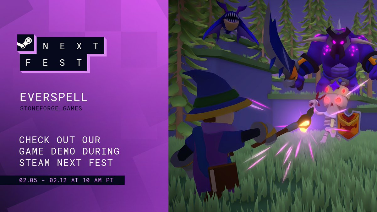 StoneforgeGames's tweet photo. Everspell is currently participating in the steam NEXT FEST 📢

You can try the DEMO out and watch the STREAM with some exclusive gameplay footage!🎬🎮 https://t.co/ka23fhbfvG