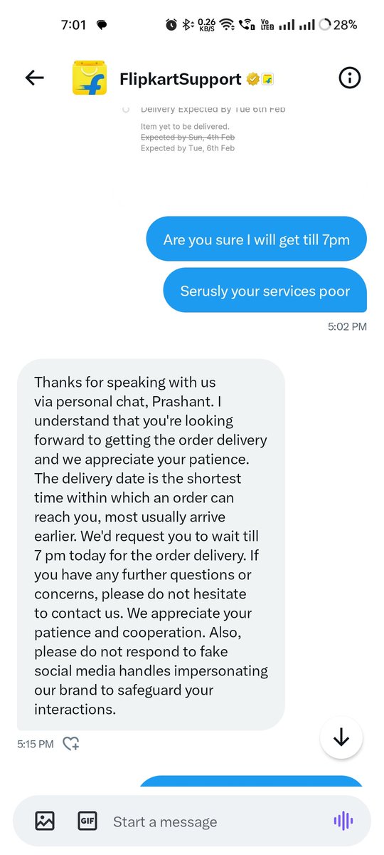 pm12898's tweet photo. @Flipkart @flipkartsupport @jagograhakjago really filpkart have not value for time of ther customer today 7 Feb they show me my product I get on 4 Feb after they my product was delayed. Then Sayed me I will get 7PM still I am waiting but still it's not processed I want ligal acti https://t.co/Qta3aLC337